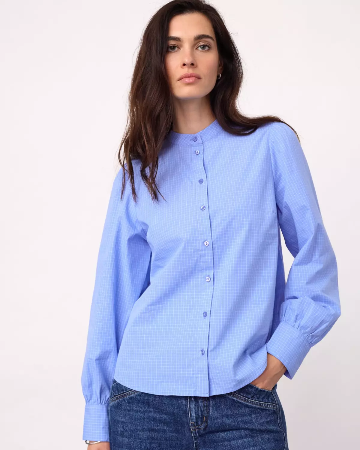 Elona Check Shirt Pale Blue - Co'Couture