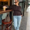 Inez LS Tee Ganache - Gestuz