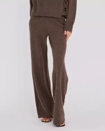 Merino Knit Pants Brown - A-View