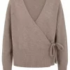 Merino Wrap Cardigan Light Brown - A-View