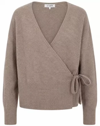 Merino Wrap Cardigan Light Brown - A-View