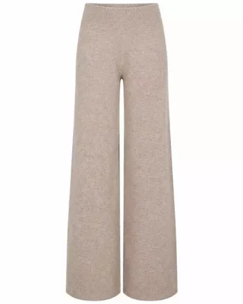 Merino Knit Pants Light Brown - A-View
