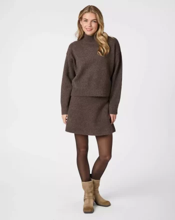 Gisa Knit Skirt Brown Melange - Neo Noir