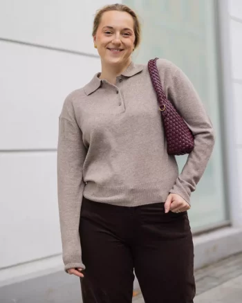 Longo Knit Collar Mid Brown Mel. - Second Female