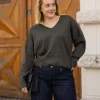 Gillian V-Neck Warm Olive Dust - MbyM