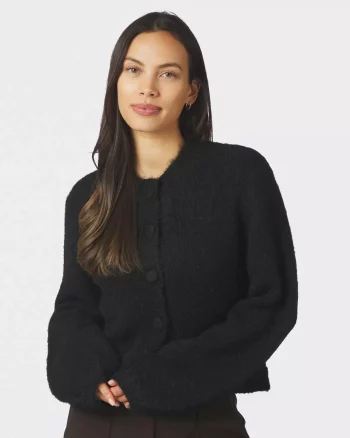 Gio Fluffy Cardigan Black - Neo Noir