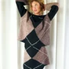 Gisa Check Fluff Knit Skirt Dark Brown - Neo Noir