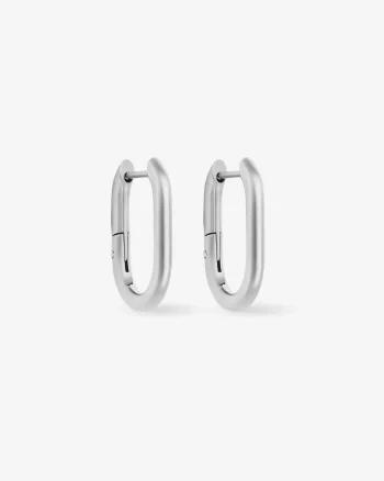 Mini Oval Hoops Silver - Who Is She