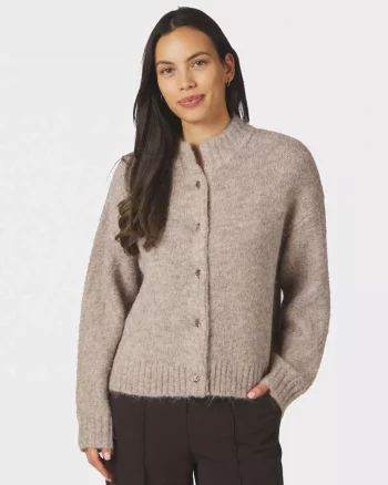 Taura Knit Cardigan Beige Melange - Neo Noir