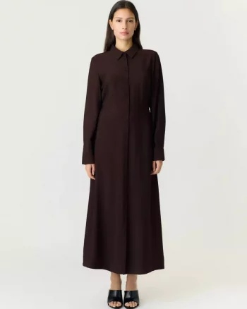 Yassafera Long Shirt Dress Coffe Bean - YAS
