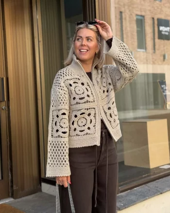 Crosette Knit Cardigan Camel - Second Female