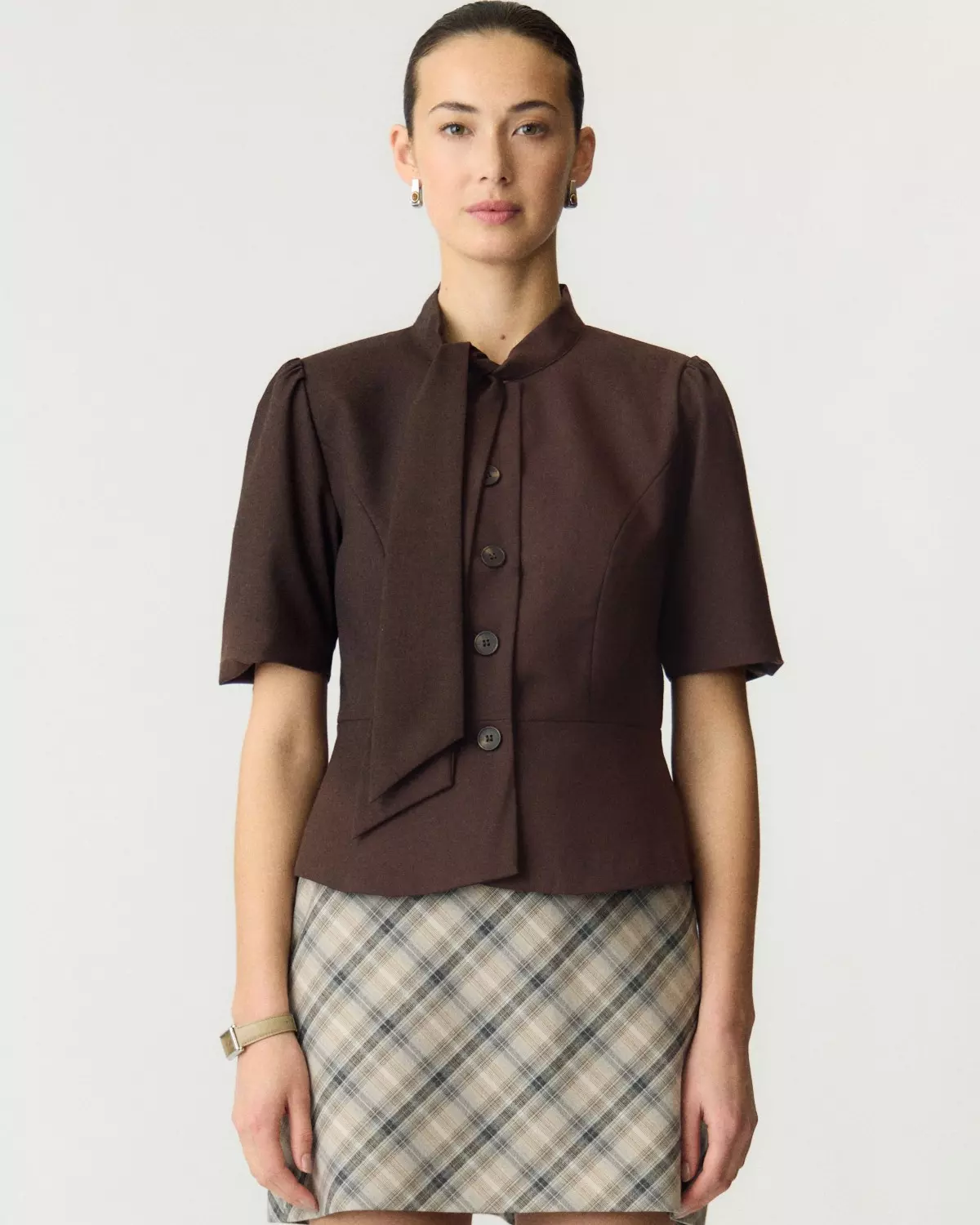 Yasriu Skarf Blazer Coffee Bean Blazer - Yas