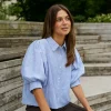 Etta Flower Stripe Shirt Light Blue - Neo Noir
