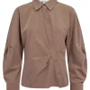 Lyvia Asymetrical Pin Shirt Walnut - Co´couture