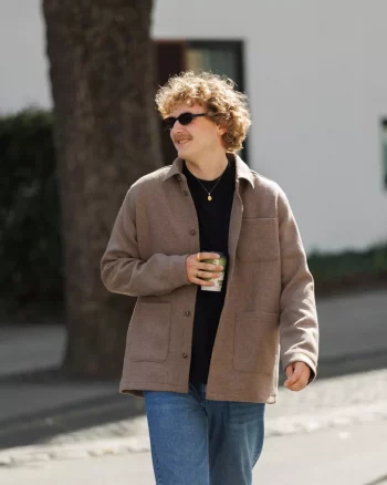Wool Overshirt Dark Sand Melange - Les Deux