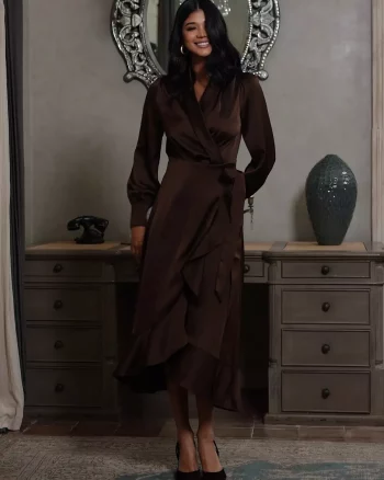 Iza Midi Dress Espresso - Love Lolina