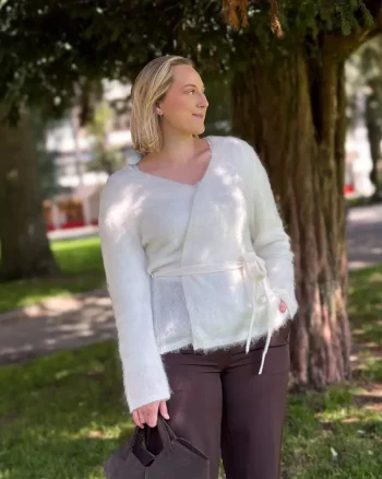 Yastilde Belt Knit Cardigan Star White - Yas