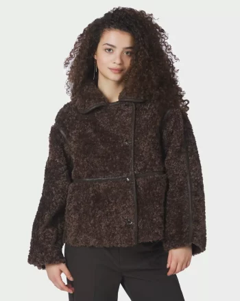 Castor Faux Fur Jacket Dark Brown - Neo Noir