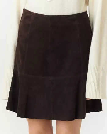 Yascolly HW Suede Skirt Coffee Brown - Yas