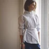 Somo Stripe Funnel Neck Shirt - Co`couture