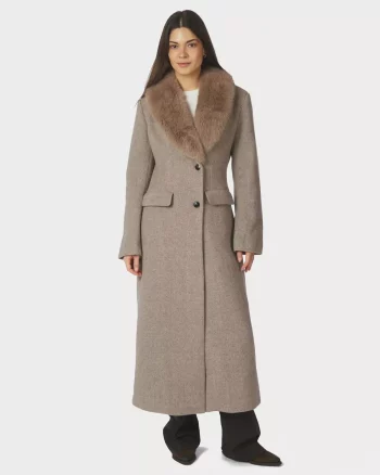 Corina Herringbone Twill Coat Beige Mel. - Neo Noir