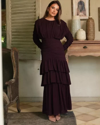 Jessie LS Maxi Dress Burgundy - Love Lolina