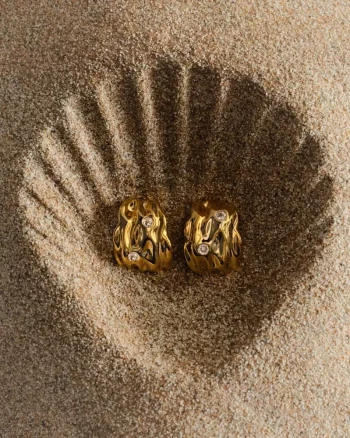 Molten Tapered Crystal Earrings Gold - Orelia