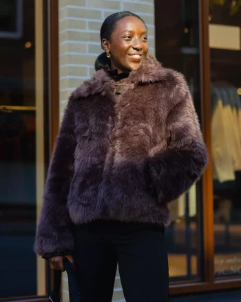 Yaskimberly Faux Fur Jacket Brown - YAS