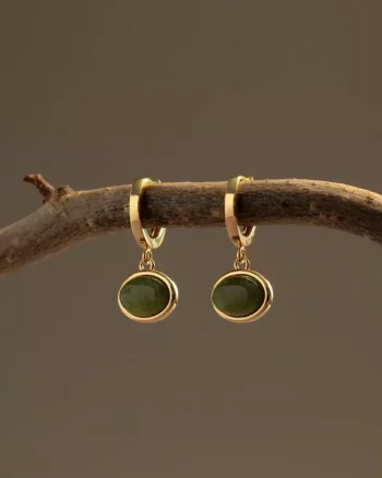 Green Jade Micro Hoop Earrings Gold - Orelia