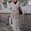 Torill Wool Trench Long Beige - Aleksander Of Norway