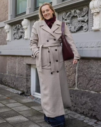 Torill Wool Trench Long Beige - Aleksander Of Norway