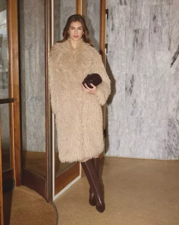 Rakel Long Furry Coat Bisquit - Co´Couture