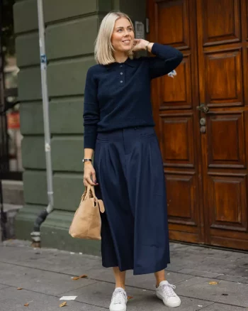 Luna Pocket Pleat Skirt Navy - Co'Couture