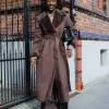 Elin Shearling Long Coat Brown - Clermonte