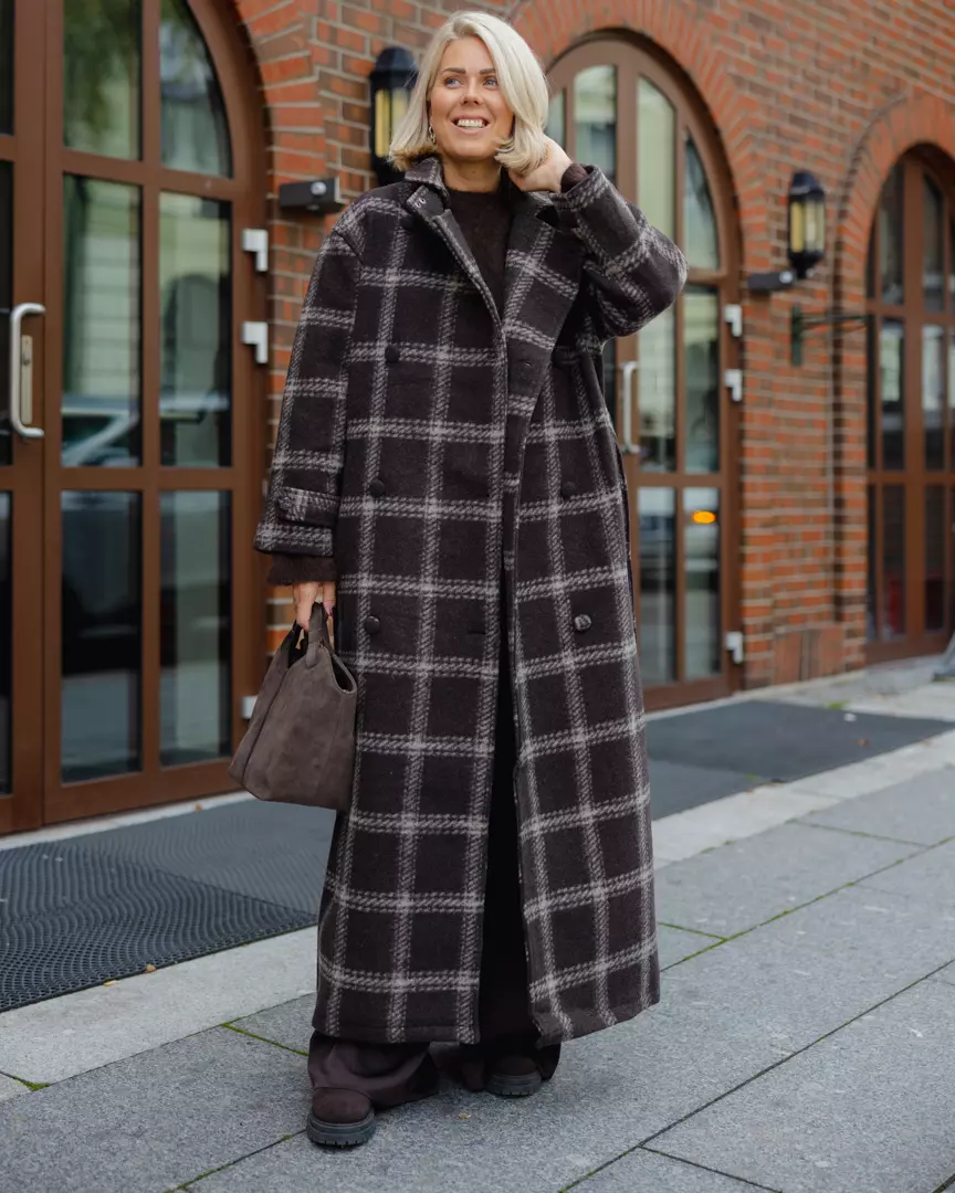 Nora Trenchcoat Black Coffee Check - Urban Pioneers