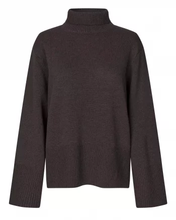 Alpha T-Neck Knit Dark Brown - Second Female