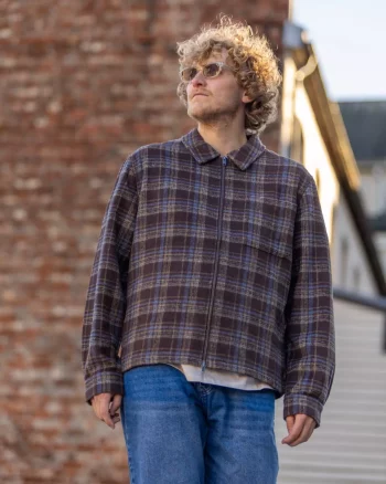 Guido Zip Shirt Blue Check - Urban Pioneers