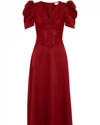 Francis Lace Midi Dress Red - Love Lolina