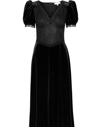 Francis Velvet Midi Dress Black - Love Lolina