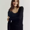 Babette Silk Lace T-shirt Black - Rosemunde