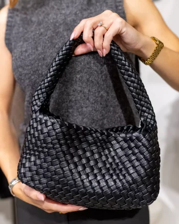 Woven Mini Bag + Pouch Black - Sui Ava