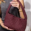 Woven Scuba Mini Bag + Pouch Burgundy - Sui Ava