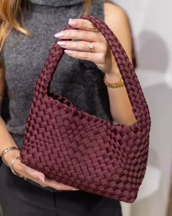 Woven Scuba Mini Bag + Pouch Burgundy - Sui Ava