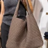 Woven Scuba Shopper + Pouch Brown - Sui Ava