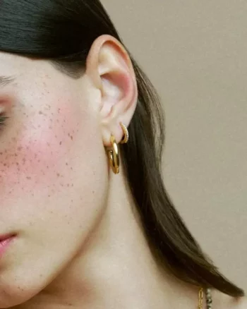 Organic Mid-Size Hoop Earrings Gold - Orelia