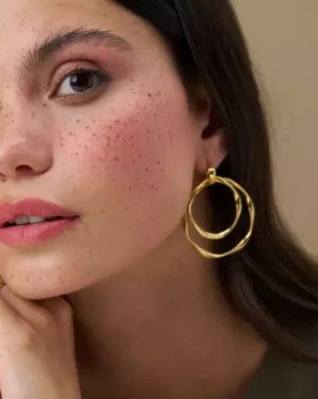 Statement Ribbon Interlocking Earrings Gold - Orelia