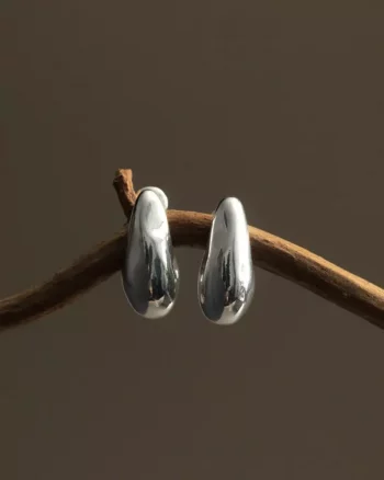 Organic Droplet Earrings Silver - Orelia