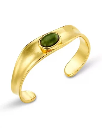 Organic Green Jade Stone Cuff Gold - Orelia
