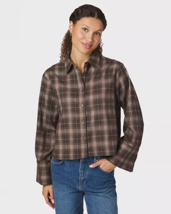 Jaylin Flannel Check Shirt Dark Taupe - Neo Noir