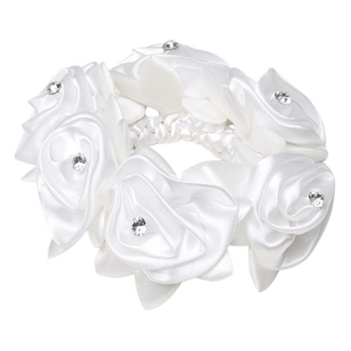 SD® DIAMOND ROSE SCRUNCHIE. White